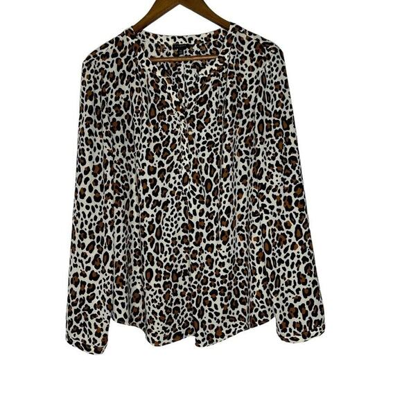 Talbots Size XL Leopard Print Long Sleeve Blouse Top Women's - Picture 1 of 9
